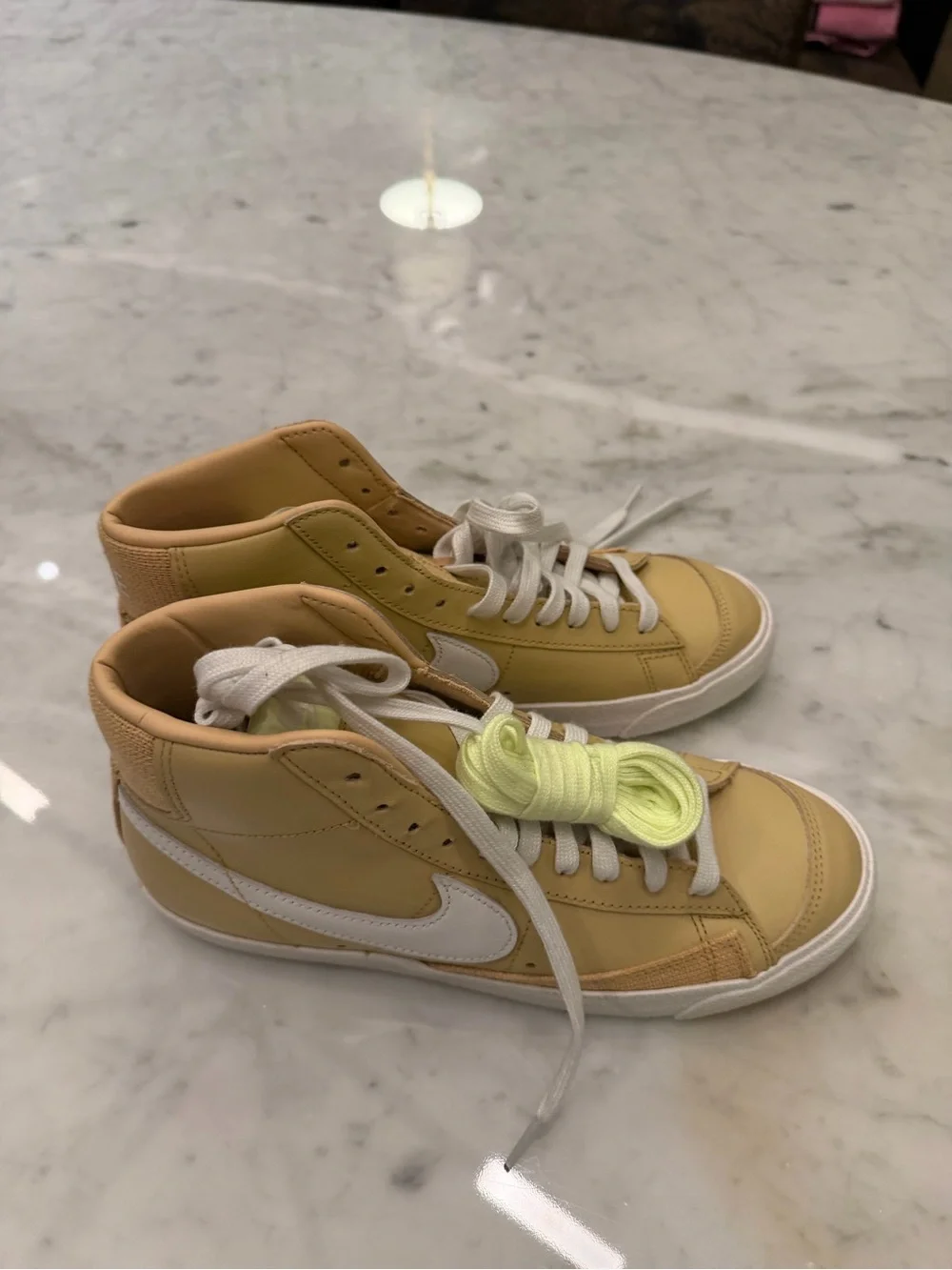 Nike Women’s High-Top Sneakers in Pale Yellow with White Soles